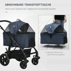 PAWHUT Buggy Pre Psov 2V1 Prepravná Taška Na Kočík Pre Psa, Skladací Kočík Pre Mačky, Box Pre Psa, Buggy Pre Mačky So Sieťovaným Okienkom, Do 10 Kg, Oxford, Tm. 