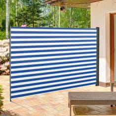 OUTSUNNY Výsuvná Bočná Markíza, 300X160 Cm Privacy Screen, Záhradná Markíza S Uv Ochranou, Ochrana Proti Vetru, Polyester, Modrá+Biela 