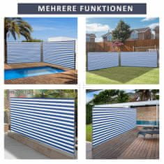 OUTSUNNY Výsuvná Bočná Markíza, 300X160 Cm Privacy Screen, Záhradná Markíza S Uv Ochranou, Ochrana Proti Vetru, Polyester, Modrá+Biela 