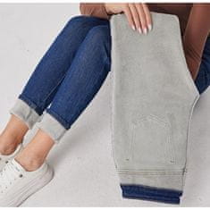 VIVVA® Dámske zimné elastické džínsy s podšívkou – tmavomodrá farba/veľkosť M | SNUGJEANS