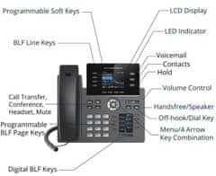 Grandstream GRP2614, 2.8" TFT bar. disp., 4SIP úč., 8prog. hr., 40virt. BLF hr., BT, dual Gbit