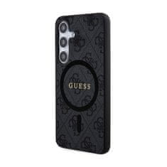 Guess Kožené puzdro Guess 4G Collection Metal Logo MagSafe - Samsung Galaxy S24 (čierne)