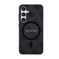 Guess Kožené puzdro Guess 4G Collection Metal Logo MagSafe - Samsung Galaxy S24 (čierne)