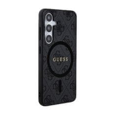 Guess Kožené puzdro Guess 4G Collection Metal Logo MagSafe - Samsung Galaxy S24 (čierne)