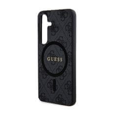 Guess Kožené puzdro Guess 4G Collection Metal Logo MagSafe - Samsung Galaxy S24 (čierne)