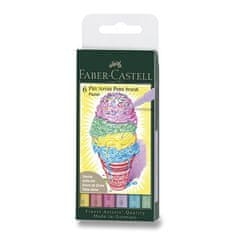 Faber-Castell Popisovač Pitt Artist Pen Brush 6 ks, pastelové farby