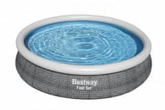 Bestway Nafukovací bazén Fast Set šedý, kartušová filtrácia, 3,66 mx 76 cm