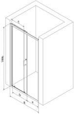 Mexen Apia, posuvné dvere do otvoru 130 x 190 cm, 6mm číre sklo, čierny profil, 845-130-000-70-00