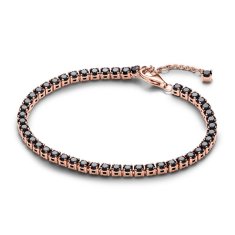 Pandora Pozlátený tenisový náramok s čiernymi kryštálmi Rose Timeless 581469C02 (Dĺžka 20 cm)