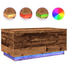 Petromila vidaXL Konferenčný stolík s LED svetlami staré drevo 90x50x40 cm