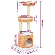 Vidaxl Škrabadlo pre mačky so sisalovými stĺpikmi prírodná vŕba