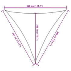 Vidaxl Slnečná plachta z HDPE, trojuholníková, 3.6x3.6x3.6 m, krémová