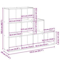 Petromila vidaXL Knižnica 3-posch. hnedý dub 137,5x29x103,5 cm kompozitit. drevo