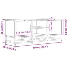 Vidaxl TV skrinka dub sonoma 100x35x41 cm kompozitné drevo a kov