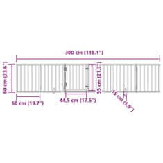 Vidaxl Brána pre psa s dverami sklad. 6 panelov 300 cm topoľové drevo