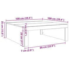 Vidaxl Konferenčný stolík staré drevo 100x100x35cm drevotrieska