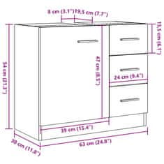 Vidaxl Skrinka pod umývadlo staré drevo 63x30x54 cm kompozitné drevo