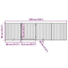 Petromila vidaXL Brána pre psa dvere sklad. 4 panely hnedá 320 cm topoľové drevo