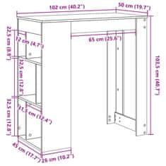 Petromila vidaXL Barový stôl s policami dub sonoma 102x50x103,5 cm kompoz. drevo