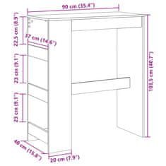 Petromila vidaXL Barový stôl s policami betónový 90x40x103,5 cm kompozitné drevo