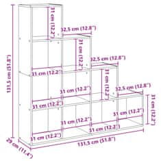 Petromila vidaXL Knižnica 4-posch. staré drevo 131,5x29x131,5 cm kompozit. drevo