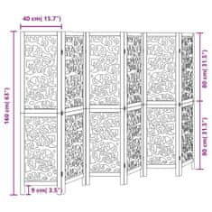 Vidaxl Paraván 6 panelov čierny masívne drevo paulovnie