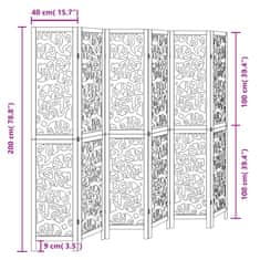 Vidaxl Paraván 6 panelov čierny masívne drevo paulovnie