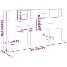 Vidaxl Skrinka na čelo postele dub artisian 200x18,5x102,5cm kom.drevo