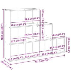 Petromila vidaXL Knižnica 3-posch. staré drevo 137,5x29x103,5 cm kompozit. drevo