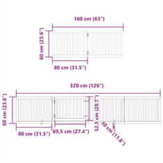 Vidaxl Brána pre psa s dverami sklad. 6pan. hnedá 480cm topoľové drevo