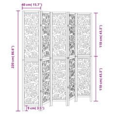 Petromila vidaXL Paraván, 5 panelov, čierny, masívne drevo paulovnie