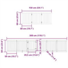 Vidaxl Brána pre psa s dverami skladacia 9 panely 450cm topoľové drevo