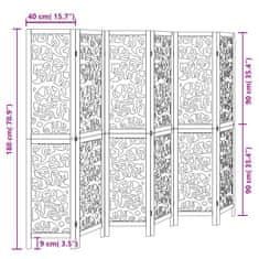 Vidaxl Paraván 6 panelov čierny masívne drevo paulovnie