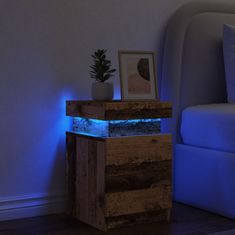 shumee vidaXL Nočný stolík s LED staré drevo 35x39x55 cm kompozitné drevo