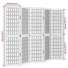 Petromila vidaXL Paraván 5 panelov biely masívne drevo paulovnie