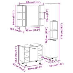Vidaxl 3-dielna súprava kúpeľňových skriniek sonoma kompozitné drevo