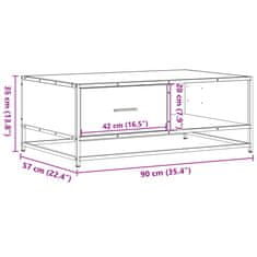 Vidaxl Konferenčný stolík dymový dub 90x57x35 cm kompozit. drevo a kov