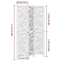 Vidaxl Paraván, 3 panely, čierny, masívne drevo paulovnie