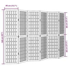 Petromila vidaXL Paraván 6 panelov biely masívne drevo paulovnie
