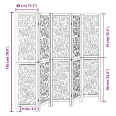 Petromila vidaXL Paraván, 5 panelov, čierny, masívne drevo paulovnie