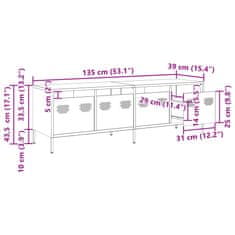 Vidaxl TV skrinka antracit 135x39x43,5 cm oceľ valcovaná za studena