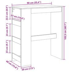 Petromila vidaXL Barový stôl s policami dub sonoma 90x40x103,5 cm kompoz. drevo