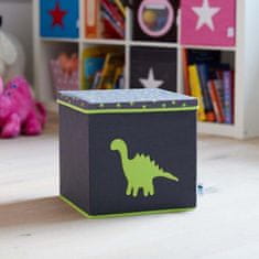 Love It Store It Úložný box na hračky s krytom - šedý, zelený dinosaurus