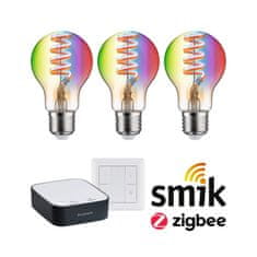 Paulmann PAULMANN Štartovacia sada Smart Home Zigbee 3.0 LED žiarovka Gateway plus Filament 230V LED žiarovka E27 RGBW plus vypínač 5192