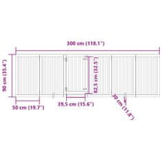 Petromila vidaXL Brána pre psa dvere sklad. 6-panel. čierna 300cm topoľové drevo