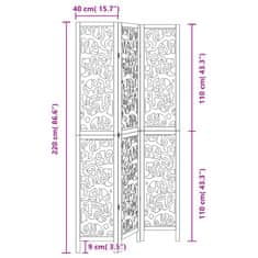 Vidaxl Paraván, 3 panely, čierny, masívne drevo paulovnie