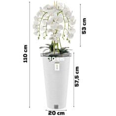 botle Umelá biela orchidea kytica kvety listy kamienky vysoký kvetináč White H 110 cm