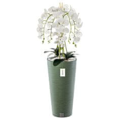 botle Umelá biela orchidea kytica kvety listy kamienky vysoký črepník Dark Green H 110 cm