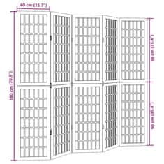 Vidaxl Paraván 5 panelov biely masívne drevo paulovnie