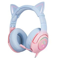 Onikuma K9 RGB Wired Gaming Headset With Cat Ears Pink Blue